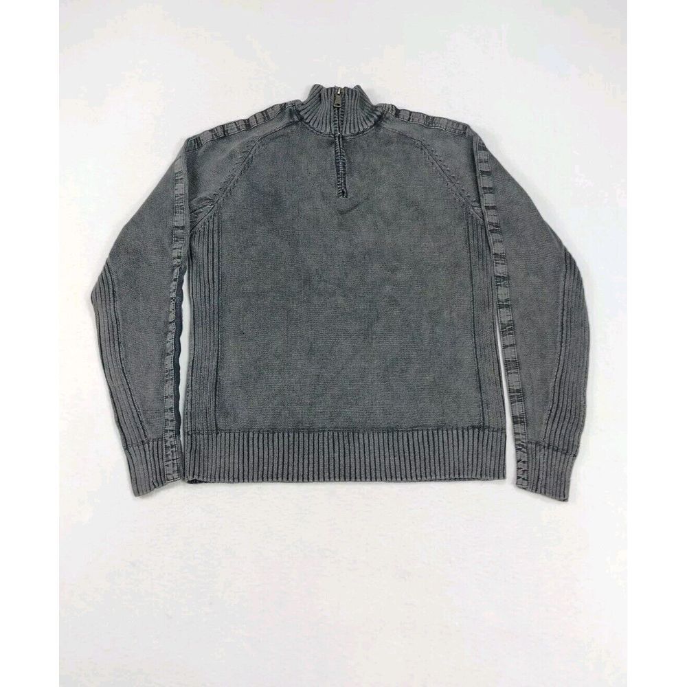 BKE Sweater Mens Small Charcoal Gray Ribbed Gorpcore Outdoors Hiking Mock Neck